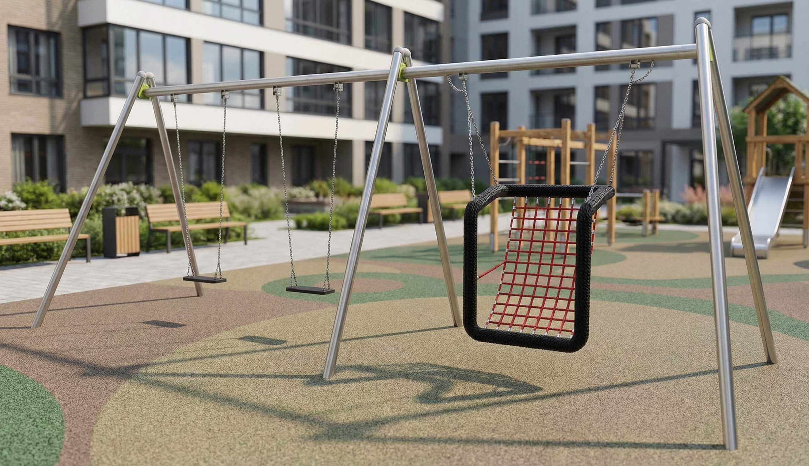 Dreifachschaukel Jan mit Schaukelsitz und Sessel