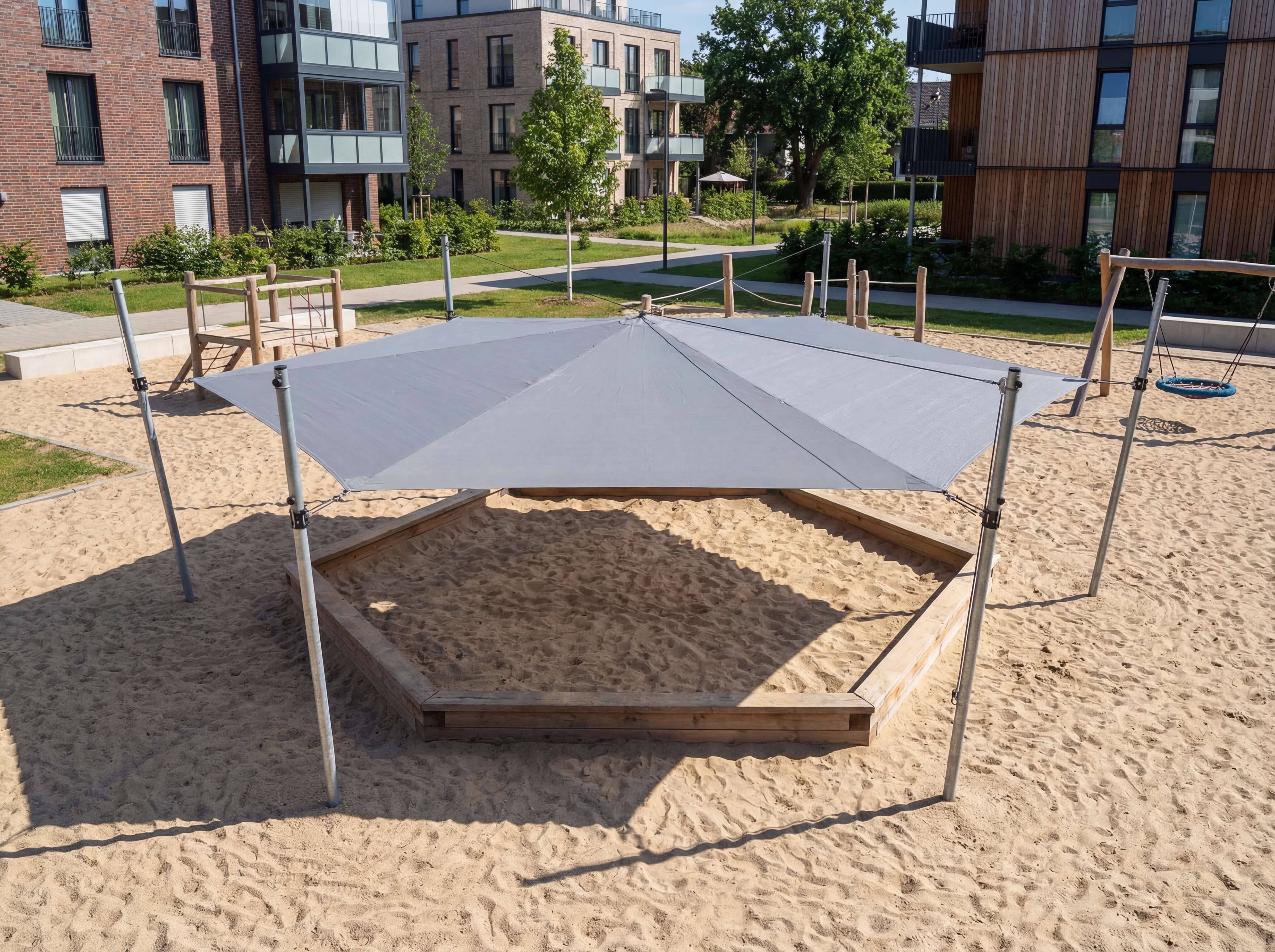 Schattensegel höhenverstellbar Sechseck