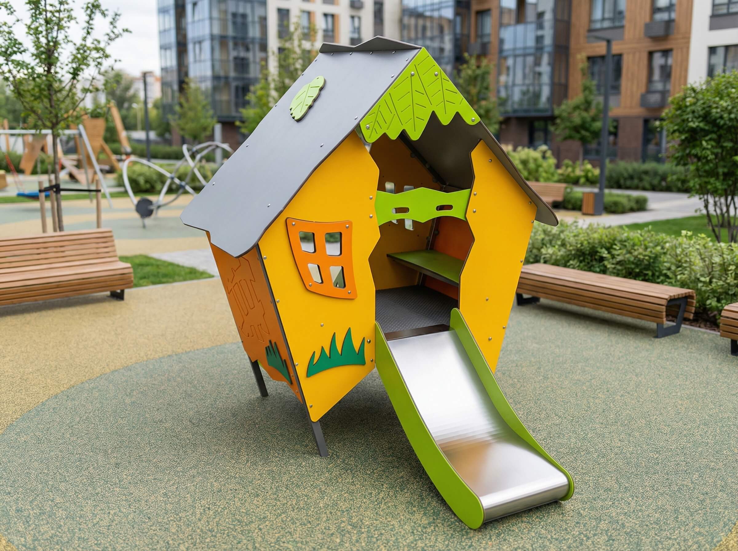 Spielhaus mit Rutsche